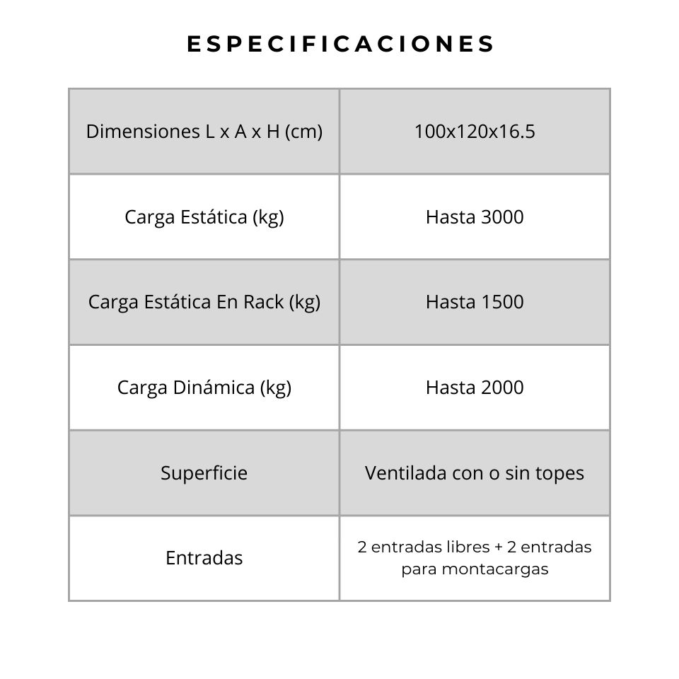 Pallet Pl&aacute;stico Reforzado 3 Rieles 09